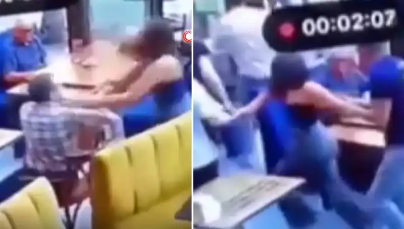 Garsonla Yaşanan Tartışma Sonrası Sokakta Tekme Tokat Kavga!